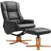 HOMCOM Poltrona Relax con Poggiapiedi, Funzione Lettura, Rivestimento in Ecopelle, fino a 150 kg, 71 x 84 x 102 cm, Nero