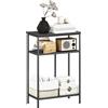 HOMCOM Mobile Consolle a 3 Ripiani con Struttura in Metallo e Legno, 55x30x81 cm, Nero | Aosom Italy