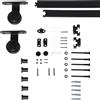 HOMCOM Kit Porta Scorrevole in Acciaio con Binari, Fermi e Guide, 200x40x0.6 cm, Nero | Aosom Italy