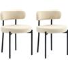 HOMCOM Set di 2 sedie da pranzo con schienale in tessuto e piedi in acciaio 51 x 51 x 76 cm beige nero