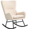 HOMCOM Poltrona a dondolo, chaise à bascule, con sedile spesso 10 cm, piedi curvi in acciaio, beige e nero