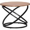 HOMCOM Tavolino rotondo stile industriale in metallo nero e piano in legno - dim. Ø 60 x 46H cm