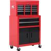 HOMCOM Carrello Porta Attrezzi 2 in 1 con Cassetta Superiore e Armadietto Inferiore, in Metallo, 61.6x33x108 cm, Rosso | Aosom Italy