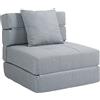 HOMCOM Poltrona letto convertibile singola poltrona 1 posto con 1 cuscino removibile, tessuto grigio chiaro