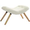 HOMCOM Poggiapiedi moderno in legno con rivestimento in pile e gambe in faggio, imbottito, per soggiorno, camera da letto, ingresso, bianco crema