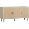 HOMCOM Buffet Mobile da Archiviazione Armadio 3 Ante con ripiano regolabile Effetto caning Stile bohémien - 136 x 41 x 70 cm