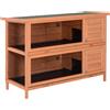 PawHut Recinto su piedi gabbia coniglio doppio livello vassoi deiezioni scorrevoli 4 porte chiavistellate dim. 137L x 50l x 93H cm legno massiccio pineto tetto bituminoso verde