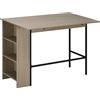 HOMCOM Isola centrale tavolo da bar con piano laterale ribaltabile e 3 mensole 120 x 76 x 91,4 cm grigio chiaro