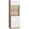 HOMCOM Buffet da cucina armadio multi-rangement con 2 cassetti, 1 armadio + ampio piano 60 x 38 x 168 cm MDF bianco