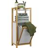 HOMCOM Mobile in bambù con cesto per il bucato bagno risparmio spazio - 2 mensole - dim. 40L x 30l x 86,5H cm