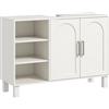 HOMCOM Mobile sottolavabo mobile da bagno con armadio a due livelli ripiani regolabili 90l x 30P x 63H cm crema