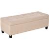 HOMCOM Polsterbank con spazio di stoccaggio, dettaglio di bottoni, fino a 120 kg, 125 x 49 x 41,5 cm, Beige