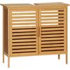 kleankin Mobile sottolavabo bagno in bambù mobile sottovasca 2 porte 66 x 29 x 61,5 cm
