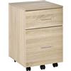 Vinsetto Mobile per Ufficio Mobile per Archiviazione 2 cassetti 5 ruote in pannello di particelle 39,5 x 39 x 58,5 cm rovere