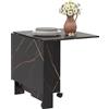 HOMCOM Tavolo da cucina pieghevole tavolo da pranzo pieghevole con 2 ribalte 2 ruote con freni 120 x 80 x 73 cm nero marmorizzato