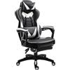 Vinsetto Sedia da gaming Ergonomica, Sedia da ufficio confortevole con Poggiapiedi, Poggiatesta e cuscino lombare, Altezza Regolabile, nero e bianco