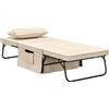 HOMCOM Poltrona letto convertibile chaise longue e pouf 4 in 1 con schienale inclinabile in 5 posizioni crema
