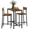 HOMCOM Set Bar da 3 Pezzi, Tavolo da Bar, 2 Sedie, MDF, Telaio in Metallo, Resistente all'Acqua, Marrone | Aosom Italy
