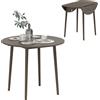 HOMCOM Tavolo da pranzo pieghevole 2 prolunghe, tavolo rotondo estendibile per 4 persone, gambe in legno Ø 89 x 73,5 cm, grigio | Aosom Italy