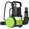 Outsunny Pompa Acqua Sporca/Pulita 400W, 9.000L/h, Pompa Sommersa Acque Sporche 7m Profondità Max, Gestisce Particelle fino a 15mm, Interruttore a Galleggiante, Verde | Aosom Italy
