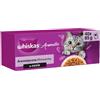 WHISKAS Adult Aromatica Mix 40x85 g cibo umido completo in bustina per gatti adulti in salsa con pezzi di maiale glassato e carote, pollo succoso, con pezzi di pesce oceanico in brodo, salmone delicato e piselli