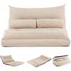 COSTWAY Divano da Terra Pieghevole, Divano Letto 2 Posti con Schienale Regolabile, Divano da Pavimento Trasformabile con 2 Cuscini per Camera da Letto Salone Balcone (Beige)