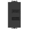 ECOVA DOPPIA PRESA CARICABATTERIA USB A E C 5V 2,4 NERO VP42 COMPATIBILE VIMAR PLANA VP42-MN-ECO27212