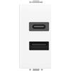 ECOVA DOPPIA PRESA CARICABATTERIA USB A E C 5V 2,4 BIANCO VP42 COMPATIBILE VIMAR PLANA VP42-MB-ECO27211