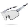 ROCKBROS Occhiali da Sole Fotocromatici, Occhiali da Ciclismo Bici Protezione UV400 Antivento Bicicletta Uomo Donna con Montatura per Miopia Sportivi MTB Corsa Pesca, Grigio e Nero