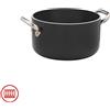 Agnelli AlBlack Casseruola Alta Induzione In Alluminio Antiaderente 5mm Con 2 Maniglie Inox