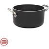 Agnelli AlBlack Casseruola Alta Induzione In Alluminio Antiaderente 5mm Con 2 Maniglie Inox