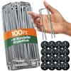 PORTENTUM Picchetti da Giardino 100 pz + 16 Rondelle - Picchetti Telo Pacciamatura, Picchetti Ancoraggio per Campeggio e Prato Sintetico, Resistenti in Acciaio Zincato