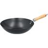 alpina Padella wok Ø 30 cm - con rivestimento antiaderente - Padella in acciaio inox con manico in legno - non adatta per induzione - nero