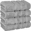 American Soft Linen Asciugamani di lusso per bagno, 100% cotone, set di 4 asciugamani turchi, 600 g/m², asciugamani per il viso, per cucina, asciugamani grigio chiaro