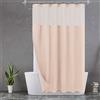 N&Y HOME Tenda da doccia con inserto in tessuto a scatto e 12 ganci in metallo, stile hotel, impermeabile e lavabile, tessuto pesante e finestra a rete, 71 x 72 cm, rosa acqua