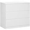 HOMCOM Cassettiera 3 Cassetti Moderna senza Maniglie per Camera e Soggiorno, 80x39x73 cm, Bianco | Aosom Italy