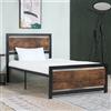 HOMCOM Struttura Letto Singolo in Acciaio 97 x 195 x 103 cm Compatibile con Materasso 90 x 190 cm Legno con Venature