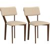 HOMCOM Set di 2 sedie da sala da pranzo sedie da cucina con schienale gambe in legno tessuto effetto lino 49 x 56 x 85 cm beige