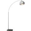 HOMCOM Lampada da Terra Vintage ad Arco con Asta Regolabile, Interruttore a Pedale, Attacco E27, Argento | Aosom Italy