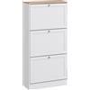HOMCOM Scarpiera Salvaspazio a 3 Cassetti con Ripiani Regolabili su 2 Livelli, in Legno, 60x23.5x115 cm, Bianco | Aosom Italy