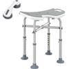 HOMCOM Sgabello da doccia con altezza regolabile e barra di sostegno a ventosa, 39-51,5 cm, Grigio | Aosom Italy