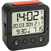 TFA Dostmann Sveglia da comodino digitale Bingo, 60.2528.01, orologio radiocontrollato, due allarmi, con temperatura interna, data e giorno della settimana, nero-rosso