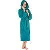 CelinaTex Montana Accappatoio Cappuccio A Tinta Unita Lungo Tasche Applicate Cuciture Decorative Donna Uomo Unisex Puro Cotone L blu turchese