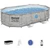 Bestway 56946 Set Piscina Fuori Terra Power Steel Swim Vista Series Ovale Con Oblò da 488x305x107 cm
