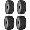 Dilwe Pneumatici per Ruote RC, 4 Pneumatici Posteriori Anteriori RC e Ruote con Esagono da 12 Mm per Parti di Aggiornamento per Auto Fuoristrada 1/10 RC(Nero)Accessori per automodelli