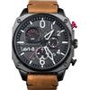 AVI-8 Mens 45mm Hawker Hunter Retrograde Chronograph Charcoal Ember Brown Japanese Quartz Pilot Watch with Leather Strap AV-4052-02
