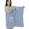 Fulenyi Accappatoio da donna, in pile corallo, indossabile, avvolgente, da donna, con tasca, per spiaggia, spa, sauna