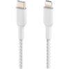 Belkin Cavo intrecciato da USB-C a Lightning (Cavo di ricarica rapida per iPhone 14 o versioni precedenti), Boost Charge Cavo USB-C per iPhone certificato MFi (1 m, bianco)