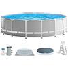 Intex 26726NP - Piscina Fuori Terra Prisma Frame Rotonda, Pompa Filtro 3785 L/h, Scaletta, Telo Base e Copertura, 16805 L, Acciaio e PVC, Grigio, 457x122 cm