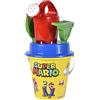 Simba- Giocattolo Super Mario-Set di 5 secchielli con Sabbia, 5 Pezzi, Secchio, colino, Pala, rastrello, 16 cm, Diametro: 17 cm, a Partire dai 10 Mesi in su, Multicolore, m, 109234594